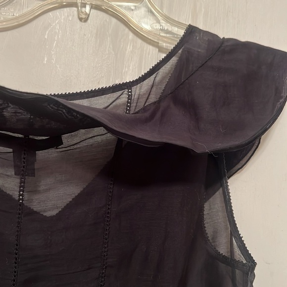 Louis Vuitton Black Sheer Cap sleeved Ruffle Top - Excellent XS/36 - Picture 14 of 15